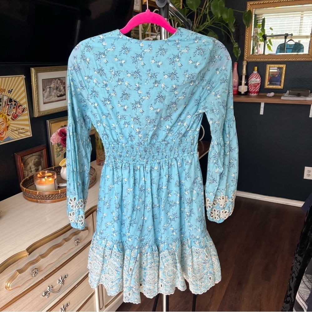 Anthropologie / A Collective Story Embroidered Balloon Sleeve Eyelet Dress XS - Picture 9 of 14